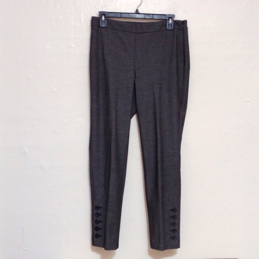 Talbots Black/Gray Chatham Ankle Side Zip Pants Ankle Buttons Size 4p